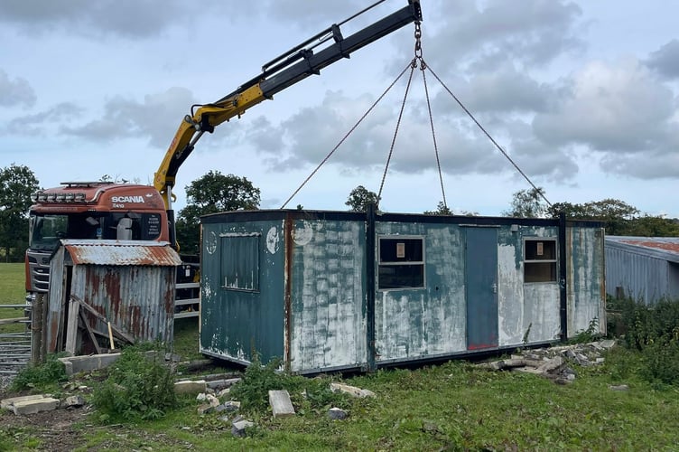 One of the portacabins arrived to replace the shelter destroyed by Storm Darragh. Photo: Second Chances Animal Sanctuary