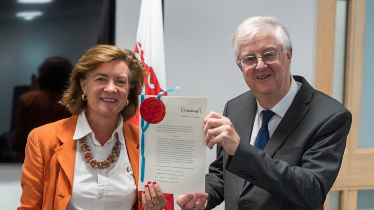 Wales' First Minister Eluned Morgan with Finance Secretary Mark Drakeford on the day the 'visitor levy' became law.