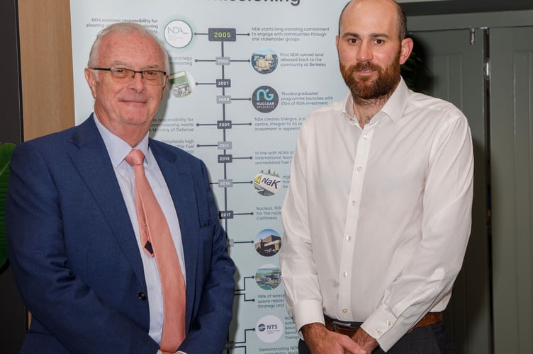 Councillor Medwyn Hughes, Gwynedd Council Cabinet Member for Economy, and Tom Williams, Trawsfynydd Site Director. Photo: NDA