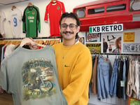 Aberystwyth entrepreneur Khalid Aslam and his retro clothing store