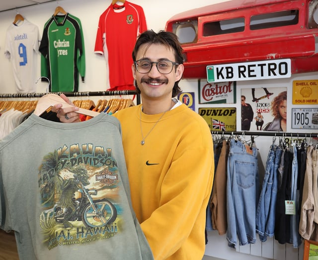 Aberystwyth entrepreneur Khalid Aslam and his retro clothing store