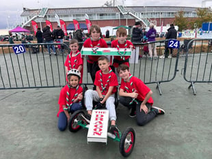 Cubs and Scouts fly Welsh flag at Box Cart Championships
