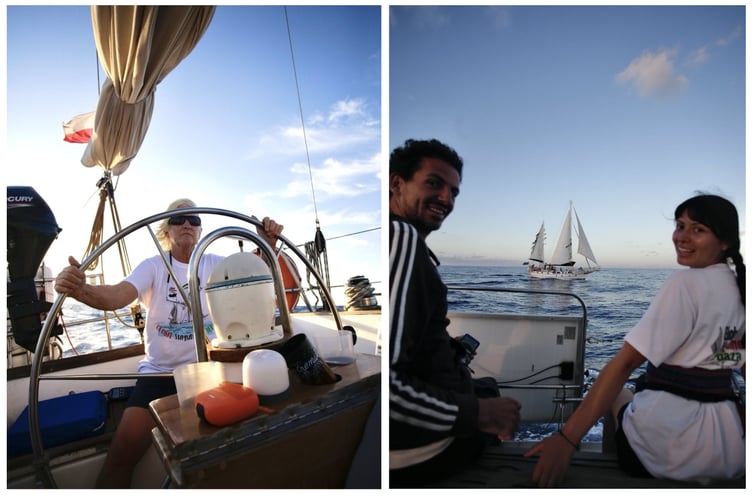Her crew consist of people from Columbia, Slovakia, Malaysia, Italy and Ireland. Photo: Global Sumud Flotilla