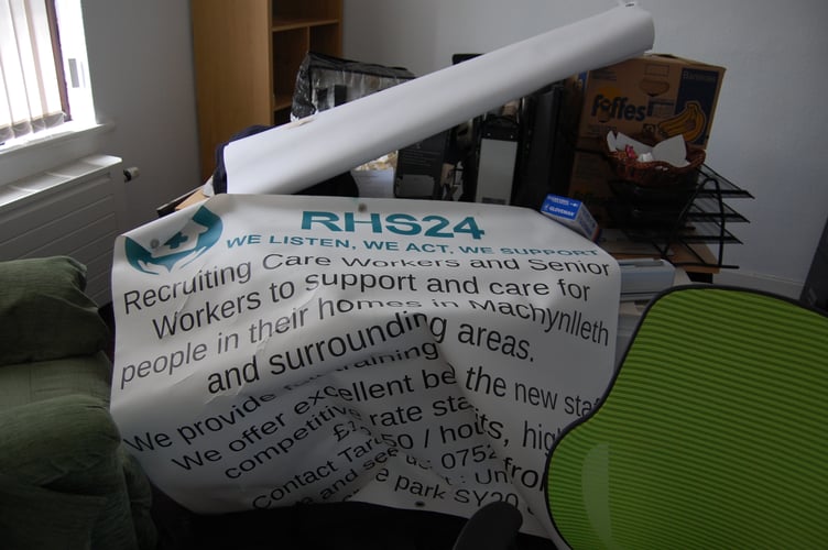 RHS24 Care left an office full of equipment at their last rental space in Machynlleth. Photo: Cambrian News