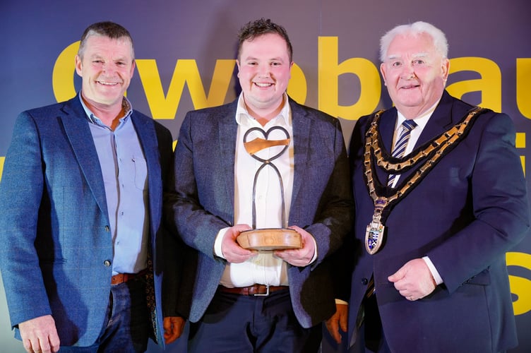  Leader of the Council, Councillor Bryan Davies; 2025 Main Winner, Siôn Jones Butchers; and Chairman of the Council 2024-2025, Councillor Keith Evans