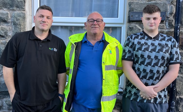Coleg Meirion-Dwyfor lecturer Robert Gunton, his dad Bob and son Robert John. Photo: Coleg Meirion-Dwyfor