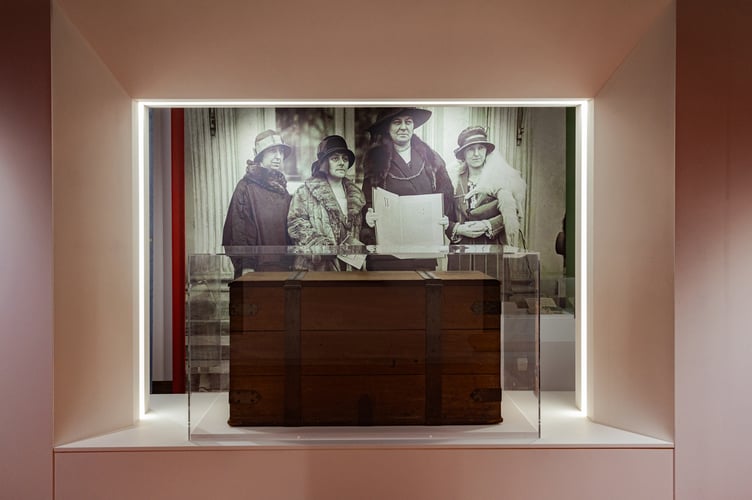 Central to the exhibition is a copy of the iconic appeal and the famous oak chest that carried the message of peace across the Atlantic to America. Photo: National Library of Wales