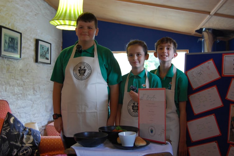 Griff, Osian and Tomos from Ysgol Dyffryn Cledlyn with their dishes. Photo: Cambrian News