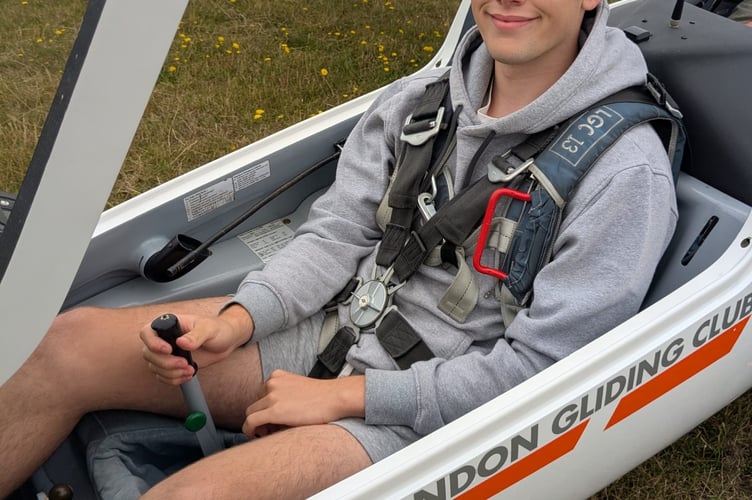 Penglais pupil Justin Bennett in an Alexander Schleicher ASK-21 glider