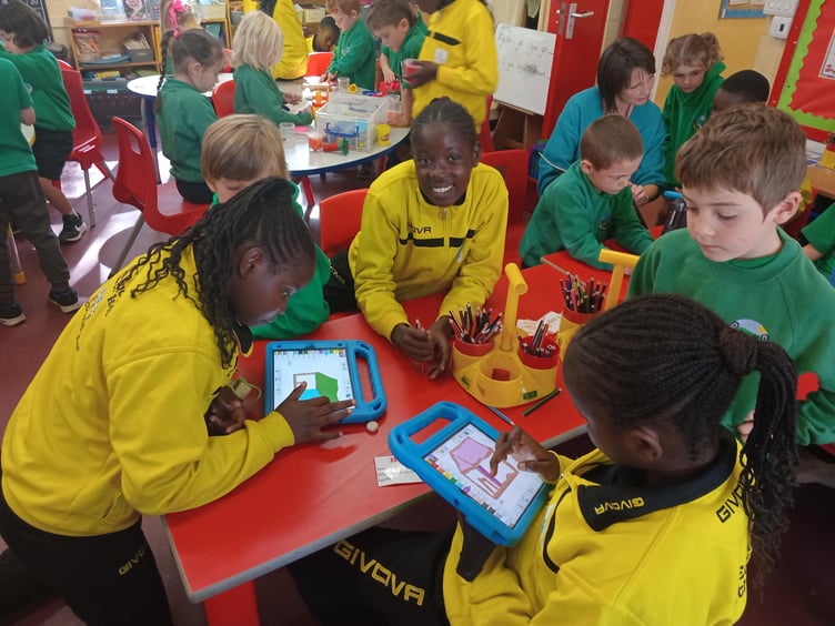Some of the children at Ysgol Pont y Gof. Photo: Gwynedd Council