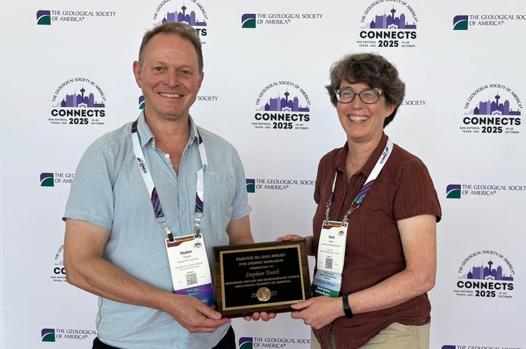 Professor Stephen Tooth with Professor Karen Gran, Chair of the Quaternary Geology and Geomorphology Division of the Geological Society of America
