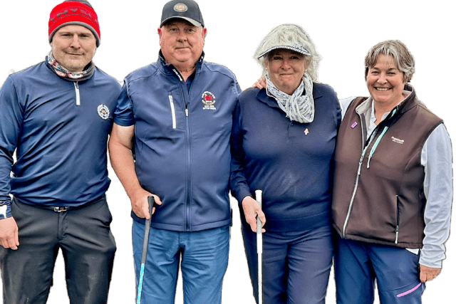 New captains Jane Miller and Harri Jones with Helen Lewis and Nick Downing