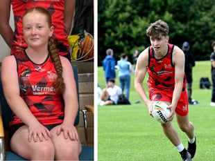 Silver medal touch rugby medals for Medi and Osian