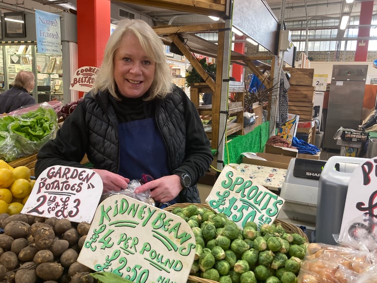 Miriam Phillips at her Llanelli Market stall (pic Richard Youle and free for use)