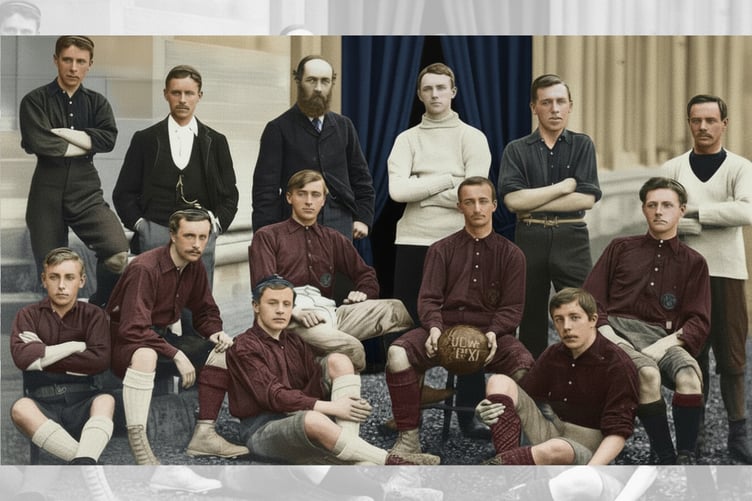 Leigh Roose with his teammates at Aberystwyth University FC.
