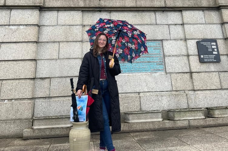 Amy Wilkins with her stand of Aber-Rellas outside the Nationla Library of Wales. Photo: Amy Wilkins