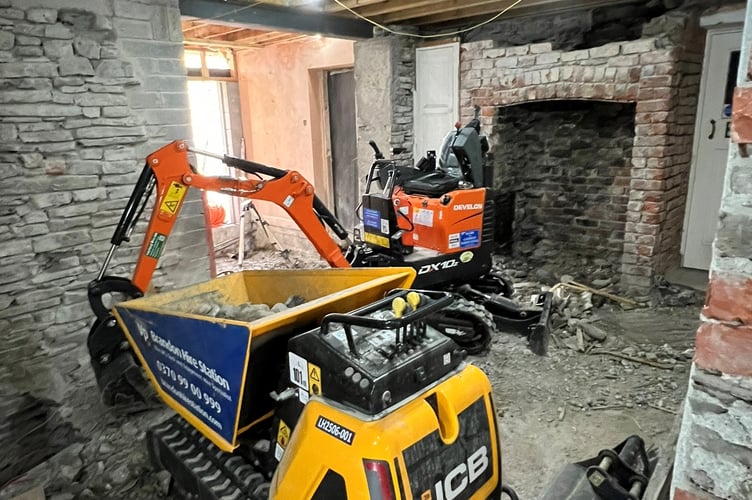 Excavating for the lift shaft at Plas Antaron