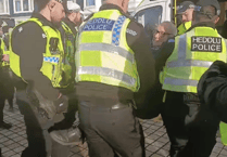 Breaking: Aberystwyth police are arresting protestors in support of Palestine Action