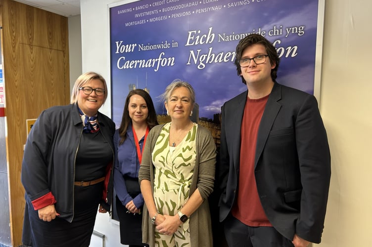 Liz Saville Roberts MP with the team at Nationwide Caernarfon