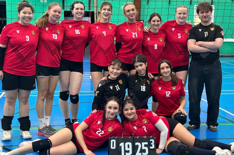 The university's victorious women's volleyball team in their new kit