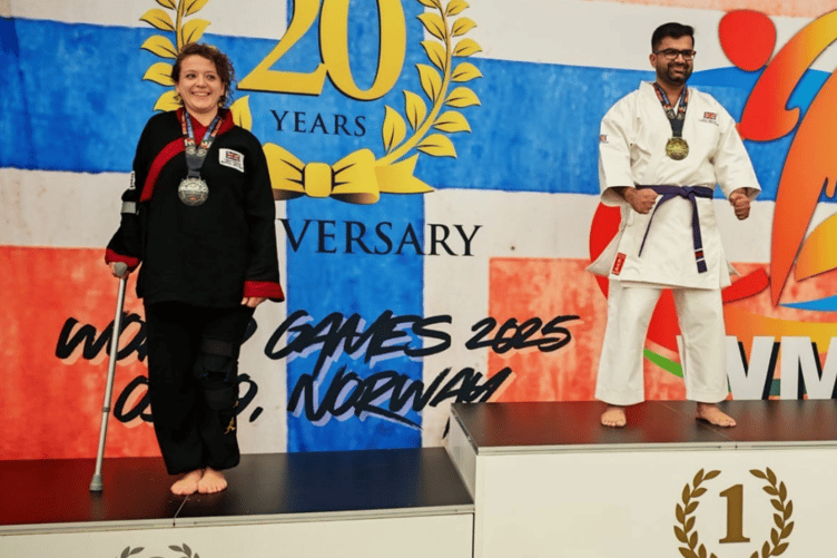 Hannah Howell on the podium