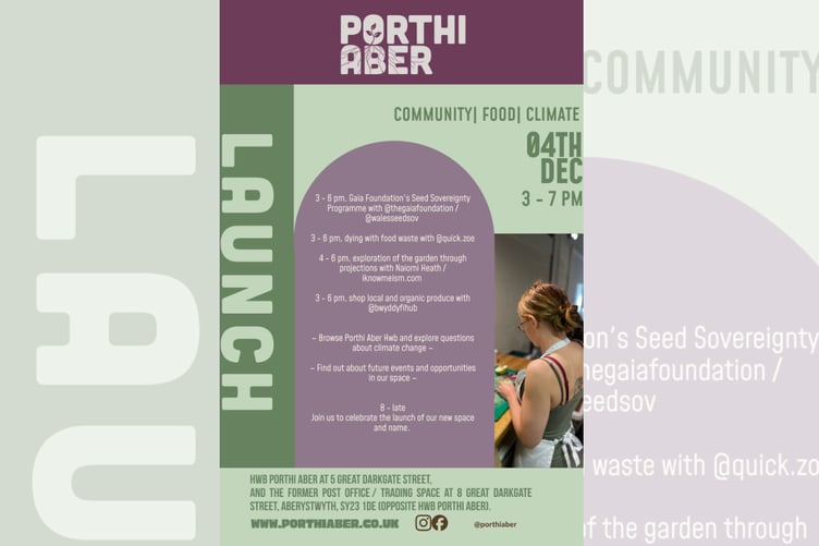 Porthi Aber relaunch event on Thursday 4 December.