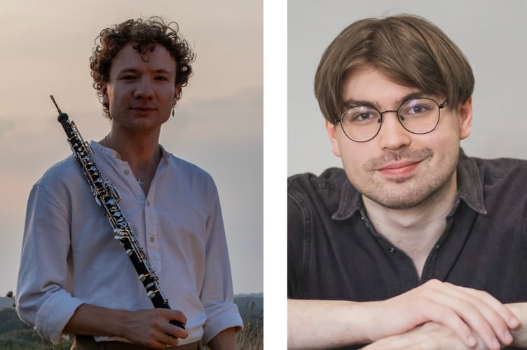 Oboist Ewan Millar, left, and pianist Tomos Boyles, right