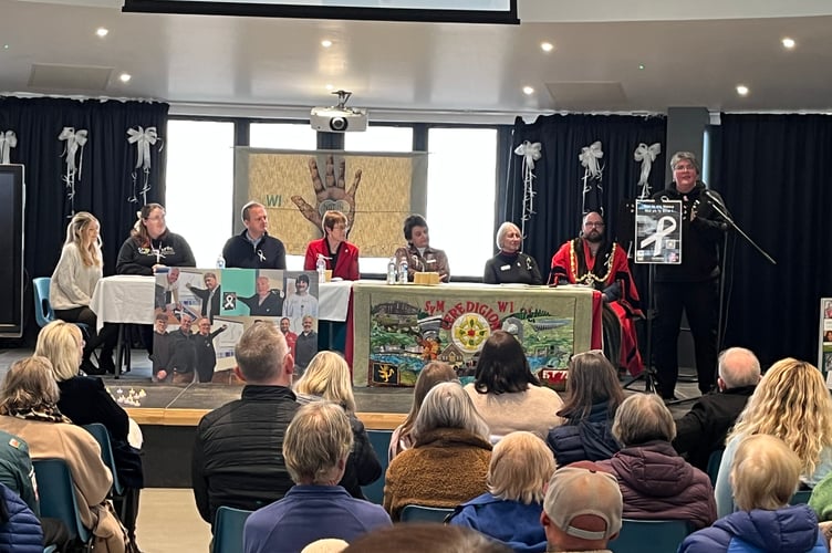 Speakers at the event including MP Ben Lake, Aberystwyth Mayor Emlyn Jones, Dyfed High Sheriff Ann Jones. Photo: WWDAS