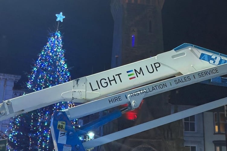 The Light 'Em Up crew stepped in to make sure Machynlleth glowed this Christmas. Photo: Light 'Em Up Ltd