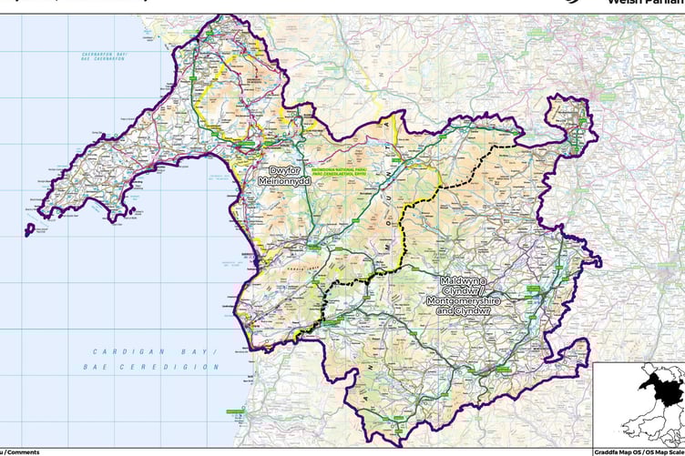 The new Gwynedd Maldwyn constituency. Photo: Senedd Cymru/ OS