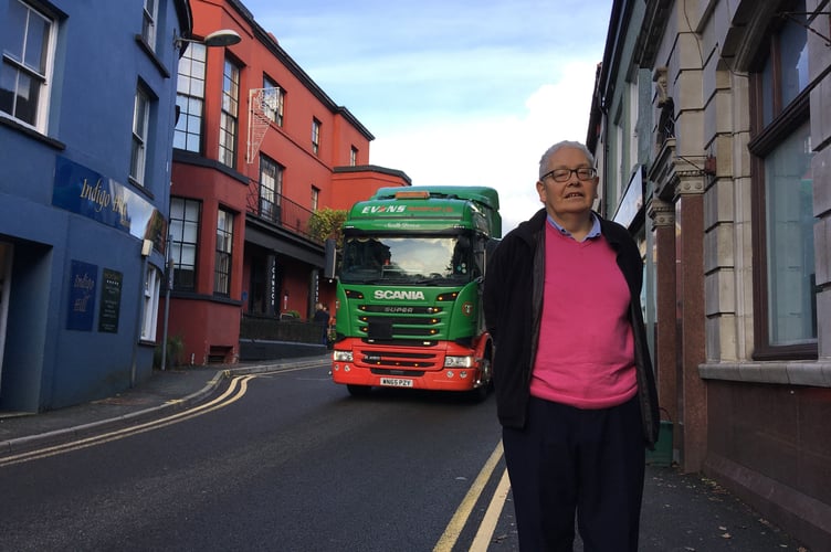Llandeilo councillor Edward Thomas, on Rhosmaen Street, Llandeilo (pic by Richard Youle and free for use for all BBC wire partners)