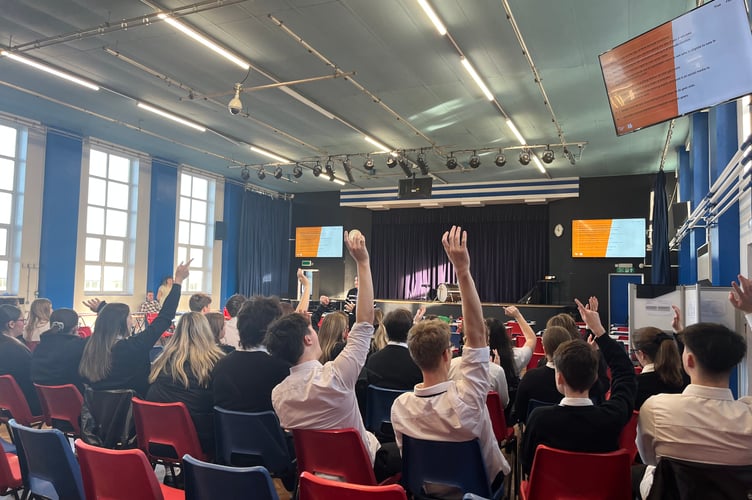 Pupils taking part in the My First Vote Tour