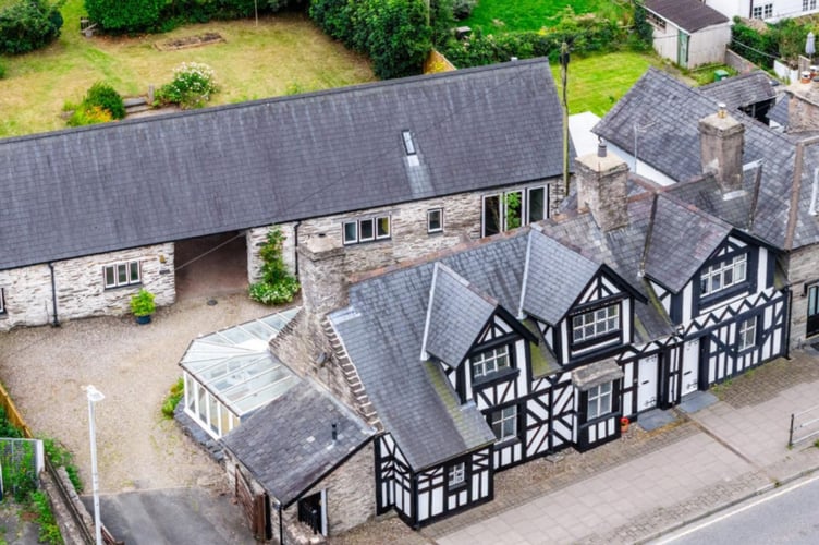 This grade II listed medieval home on Machynlleth high street is for sale. Photo: Fine & Country