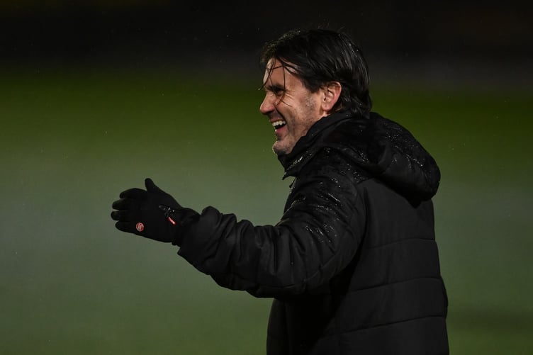 BALA, WALES - 05 December 2025: Steve Fisher Manager of Bala Town during the JD Cymru Premier between Bala Town and Haverfordwest County at the Maes Tegid in Bala. (Pic by Craig Thomas/FAW)