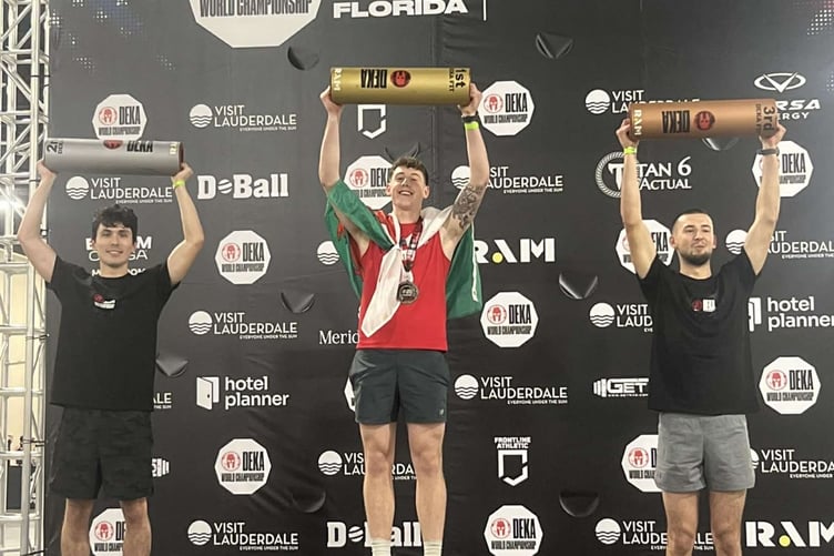 World champion Gwion Ellis on the podium