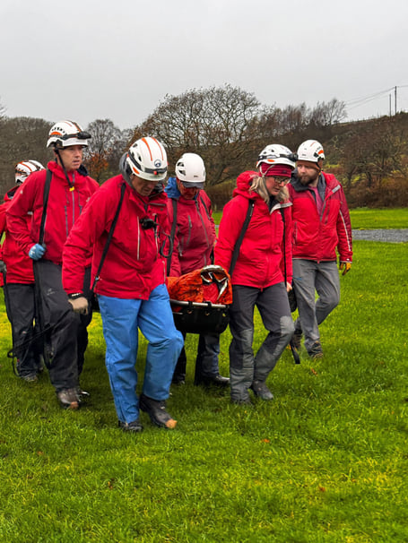 South Snowdonia Search and Rescue Team help woman with injured ankle. Photo: South Snowdonia Search and Rescue Team