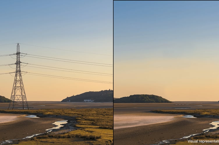 With and without the pylons. Photo: Network Rail