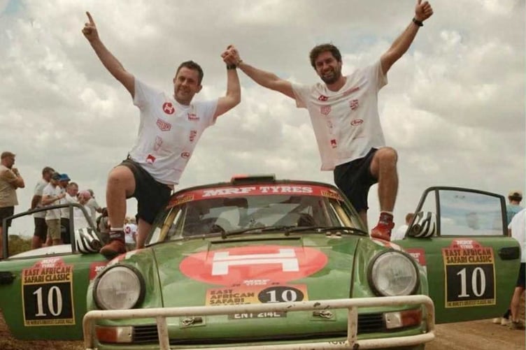 Steve McPhee and Harry Hunt celebrate victory in Kenya