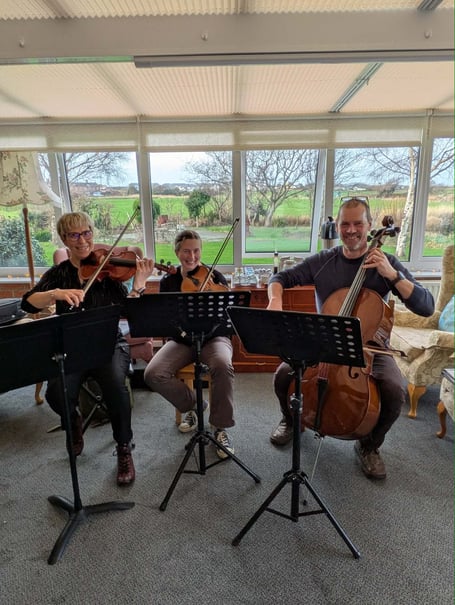 Sue, Zoe and Steve, aka The Totaleigh Music String Trio. Photo: Totaleigh Music