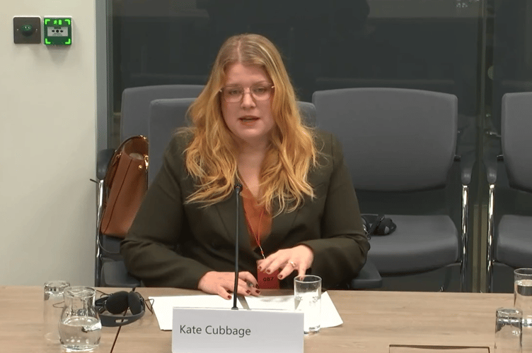 Kate Cubbage, director of Carers Trust Wales addressing the Senedd’s health scrutiny committee