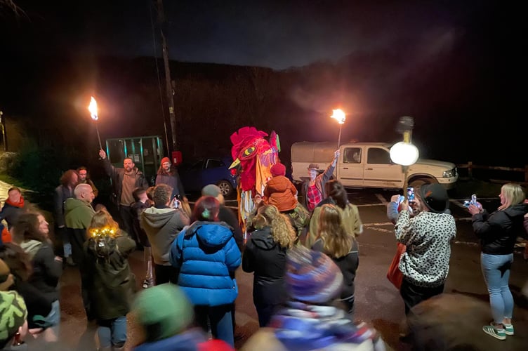 The Ceiliog (cockerel) was welcomed back by locals to help usher in the return of the sun on the longest night. Photo: Jon Walker