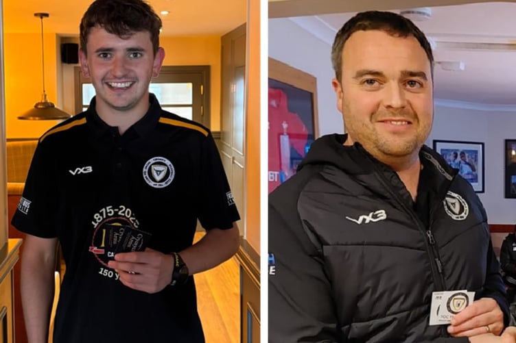 Gethin Evans and Jamie Evans, players of the match for Crymych first and second teams