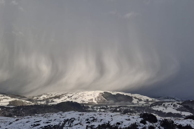 A snowy sky over Machynlleth on Sunday 4 January.