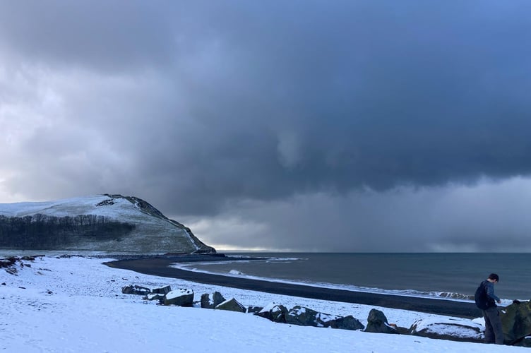 Tanybwlch beach under snow.