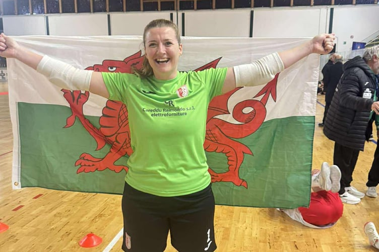 Alice Evans celebrates after winning the Regional Coppa Italia in Sardinia