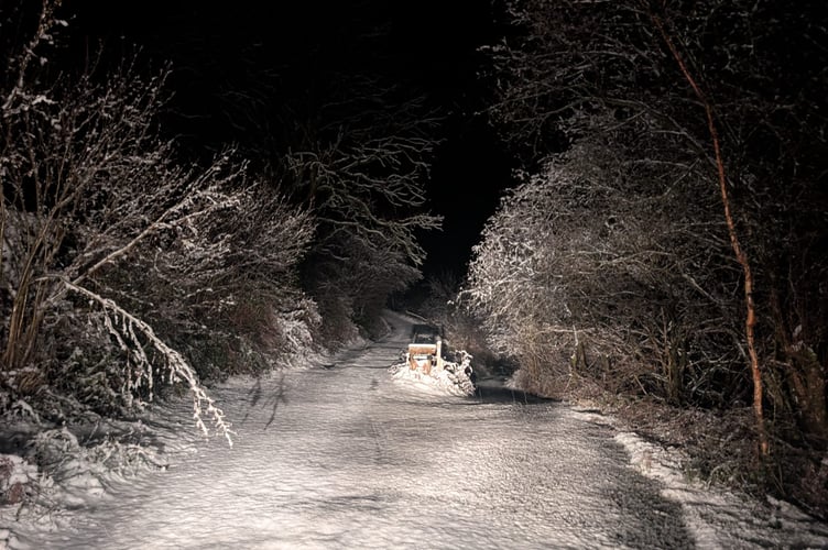 A road near Glaspwll, Machynlleth on the evening of Thursday 8 January.