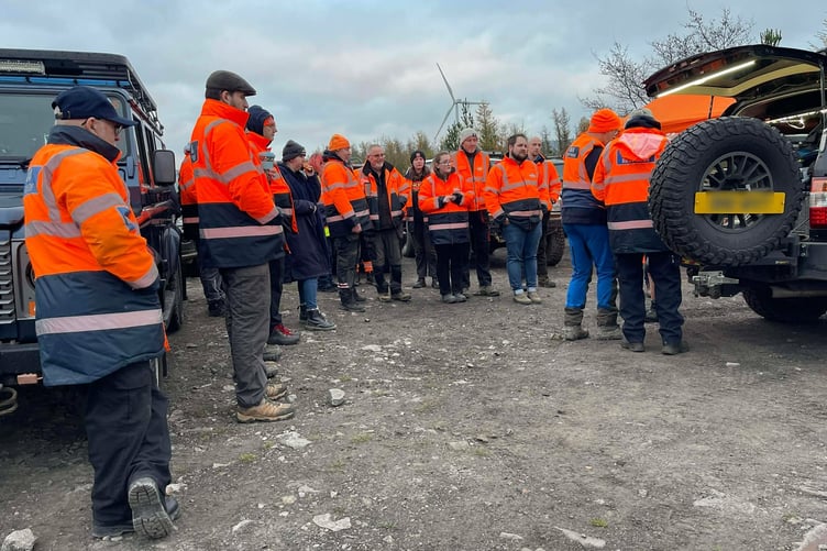 Volunteers at a 4x4 Response Wales training day.