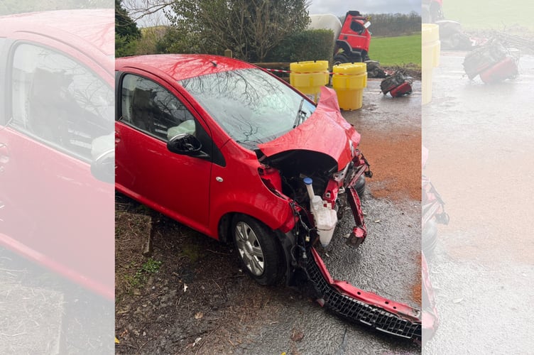 A smaller vehicle was also involved in the collision.