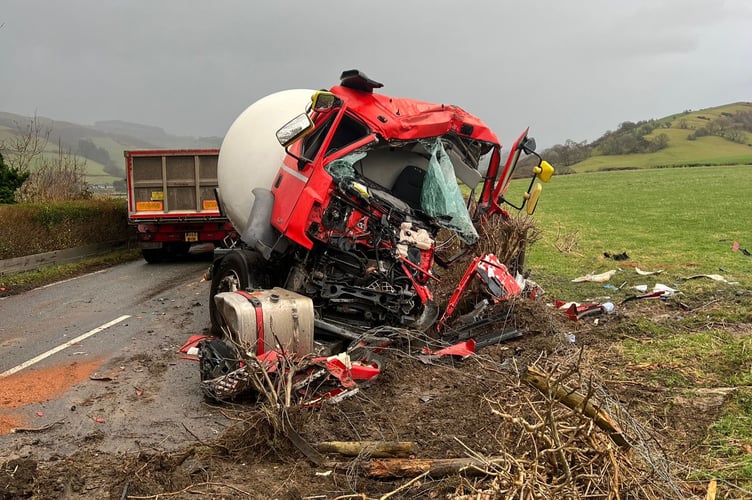 A Calor Gas lorry was involved in a head-on collision on 12 January near Machynlleth.