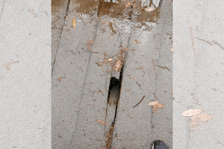 Damage on the current bridge's walkway